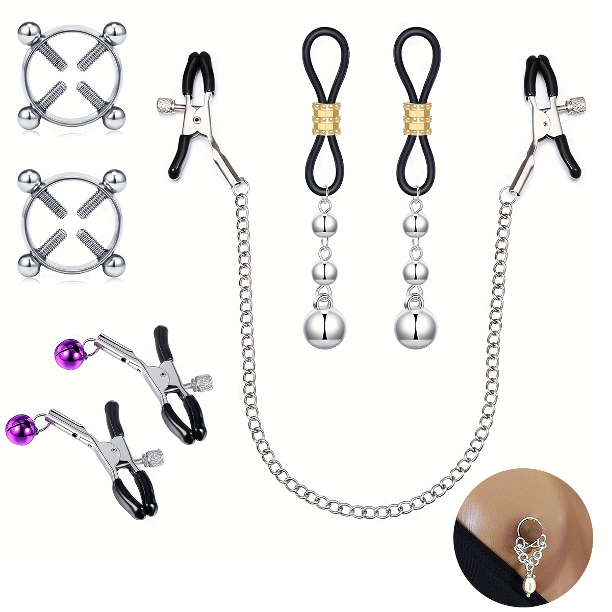 Body Jewelry Nipple Chain - Мужское кольцо для сосков из нержавеющей