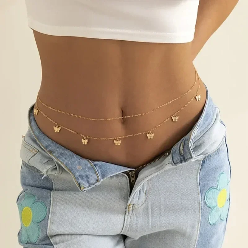 Body Jewelry Online - Новый очаровательный сексуальный двухслойный цепочка-бабочка для