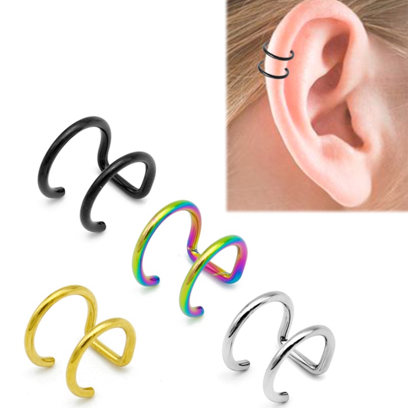 Body Jewelry Ear Piercing - 2 шт. клипсы-каффы из нержавеющей стали