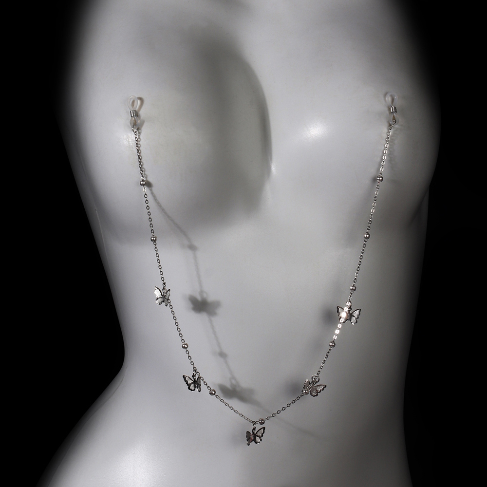 Body Jewelry Nipple Chain - Сексуальная металлическая цепочка-бабочка на соски без