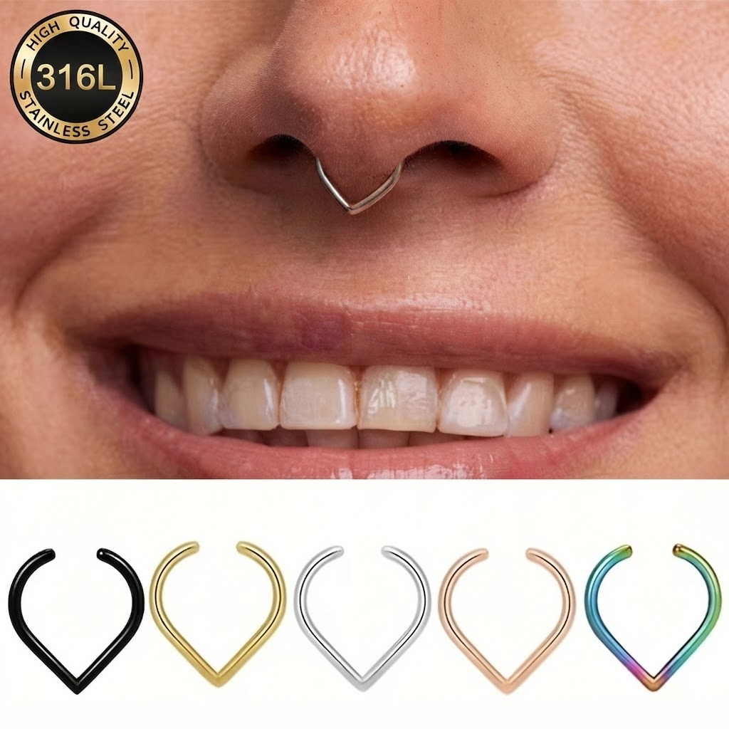 Body Jewelry Ear Piercing - Набор из 5 регулируемых клипс-обручей для