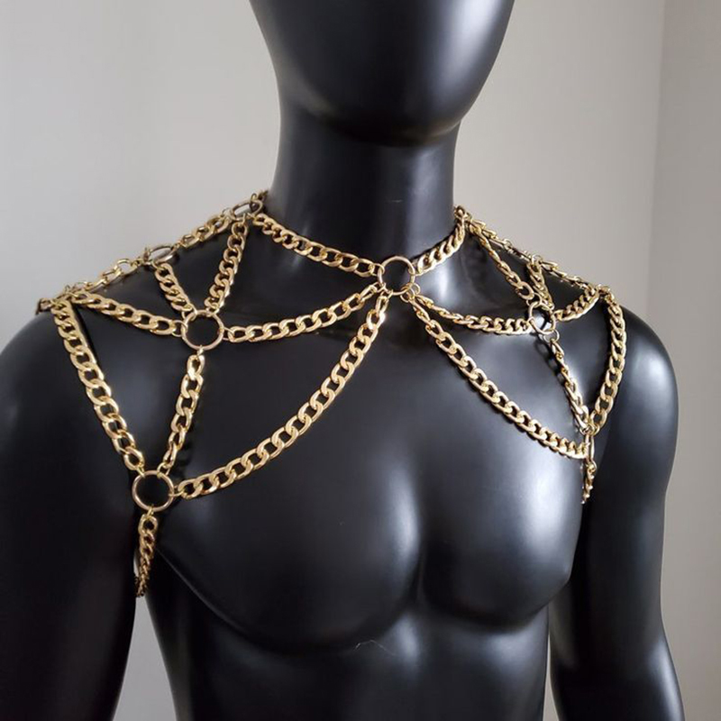 Body Jewelry Men - Панк мужская цепочка на плечо сзади