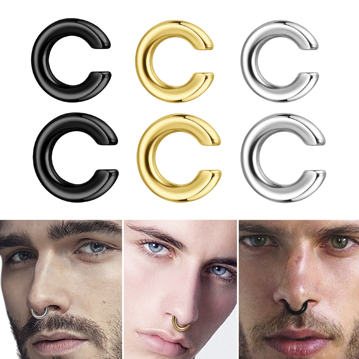 Body Jewelry Ear Piercing - 1 шт. преувеличенные c-образные непирсинговые кольца