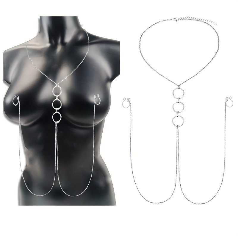 Body Jewelry Nipple Chain - Серебряная цепочка для тела из нержавеющей