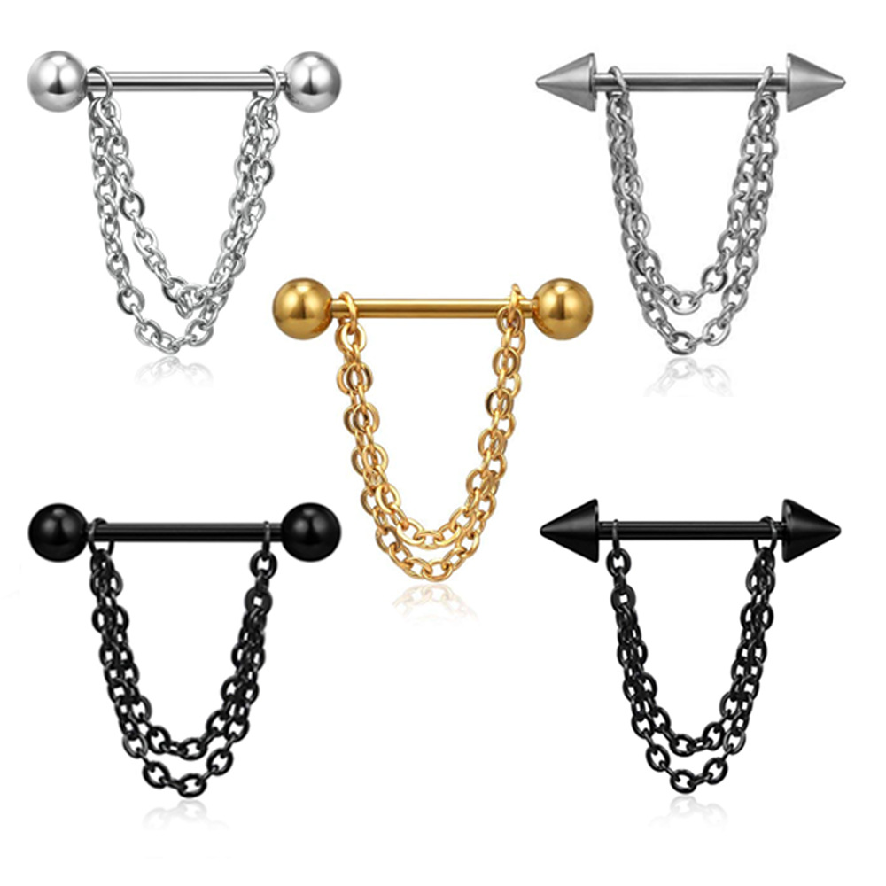 Черные панковские кольца для с – обзор и цена Body Jewelry Nipple Chain